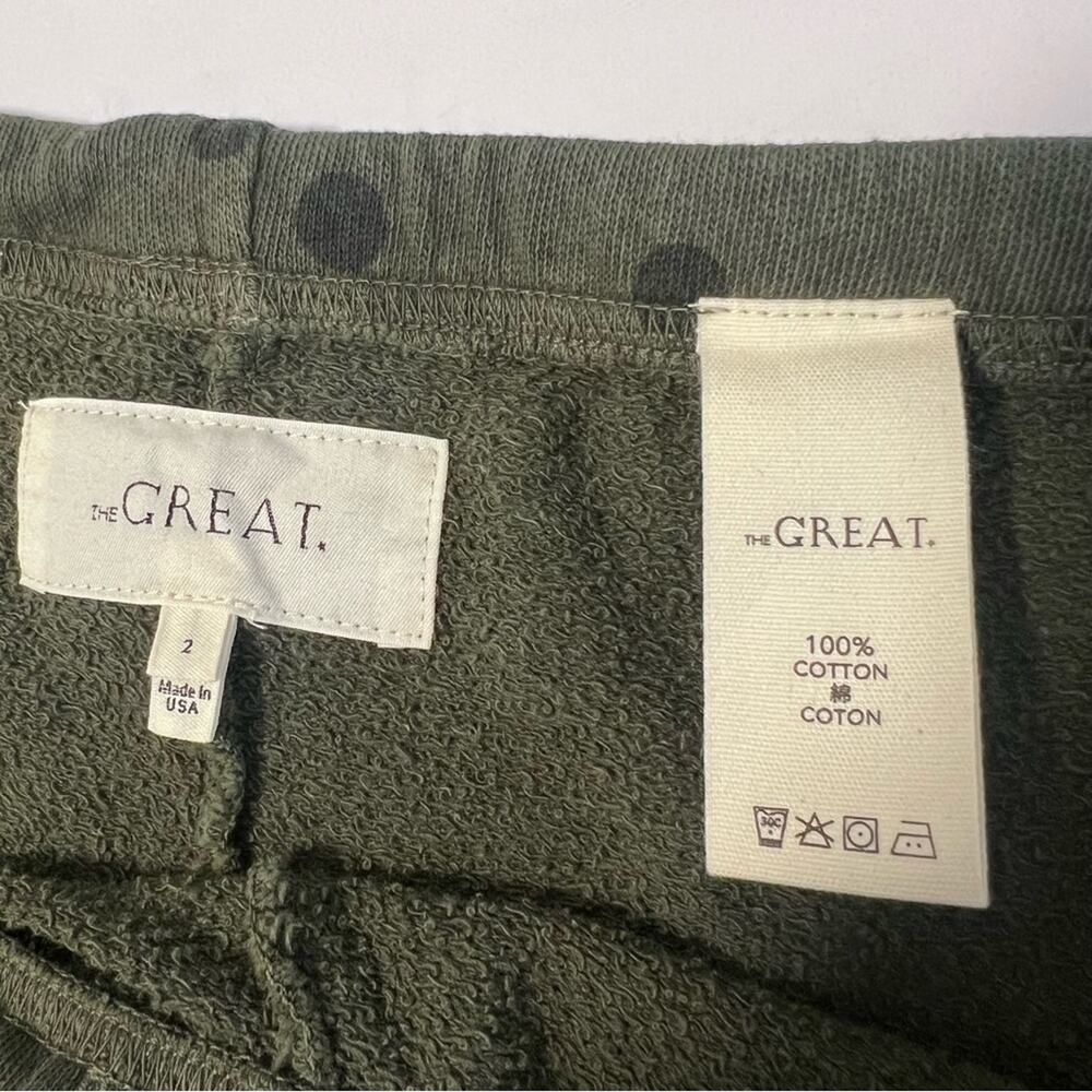 New The Great. Stadium Polka Dot  Sweatpants Army Green Pants Sz 2 (M) - Picture 6 of 6